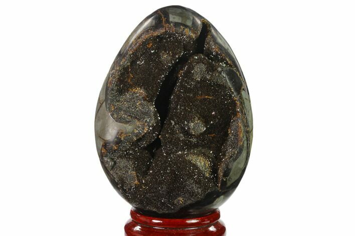 Septarian Dragon Egg Geode - Black Crystals #137949